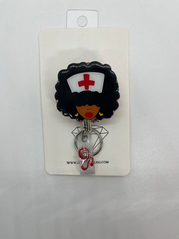 Afro Nurse Badge Reel